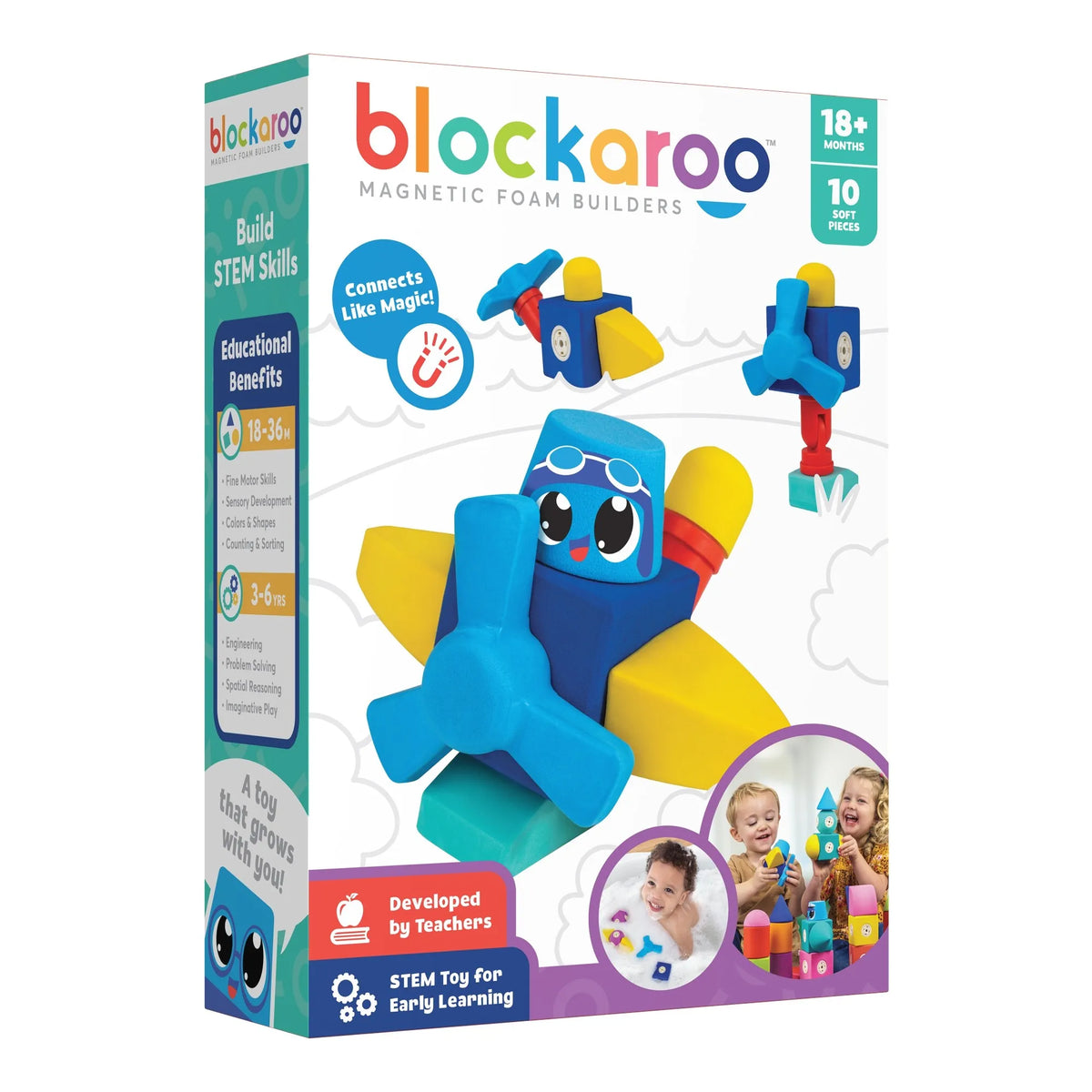 Blockaroo magnetinių kaladėlių rinkinys „Lėktuvas“, 10 dalių