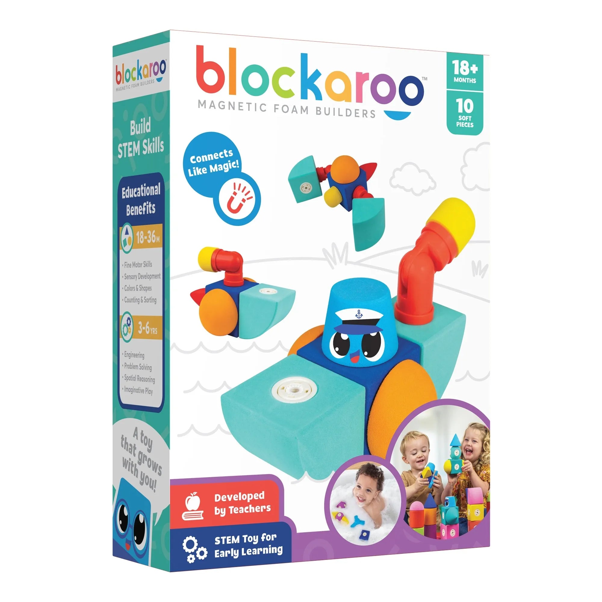 Blockaroo magnetinių kaladėlių rinkinys „Laivas“, 10 dalių