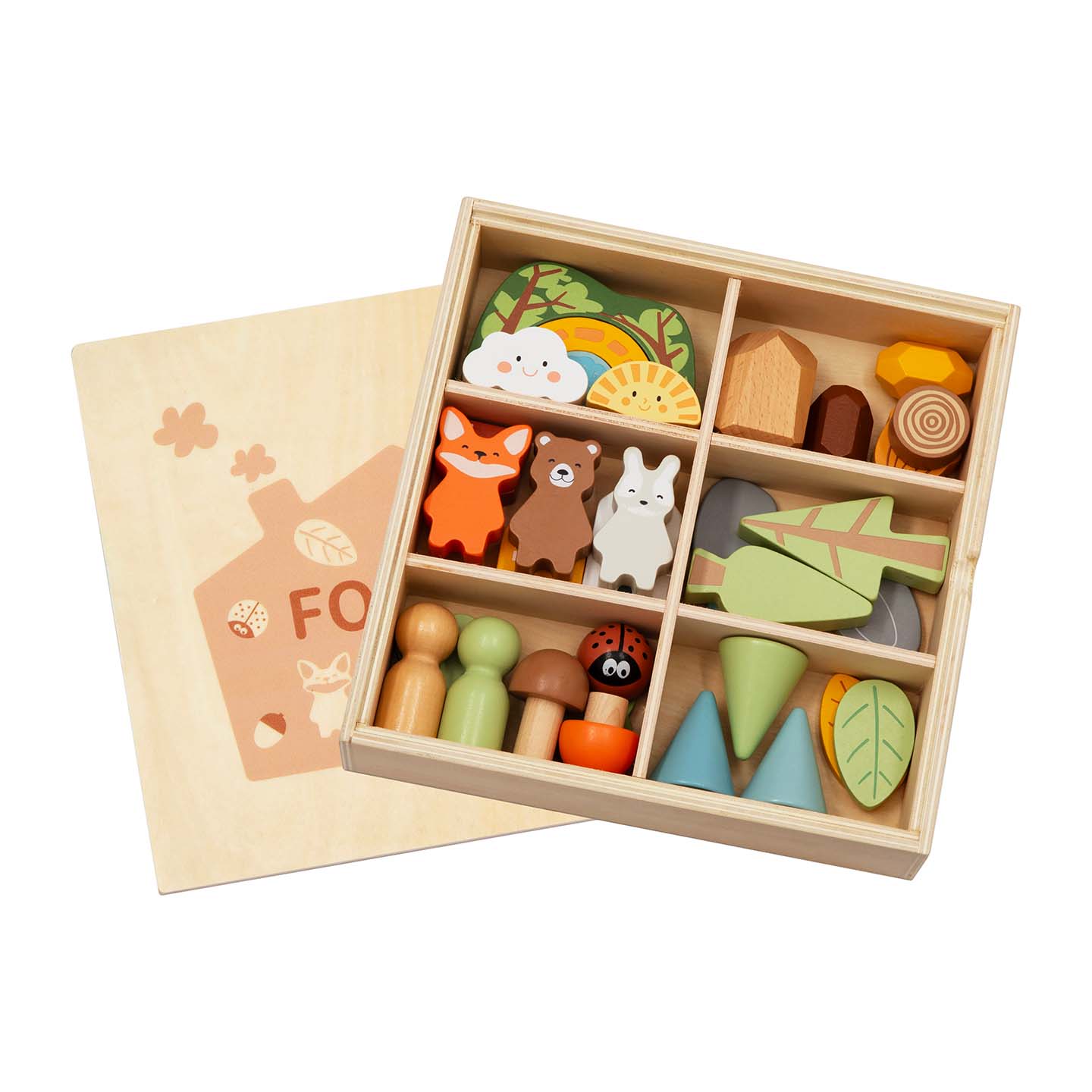 Montessori medinių figūrėlių rinkinys "Miškas"
