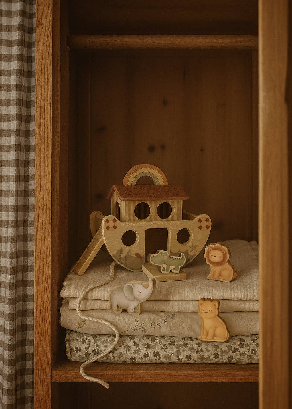Montessori medinė Nojaus arka su gyvūnais