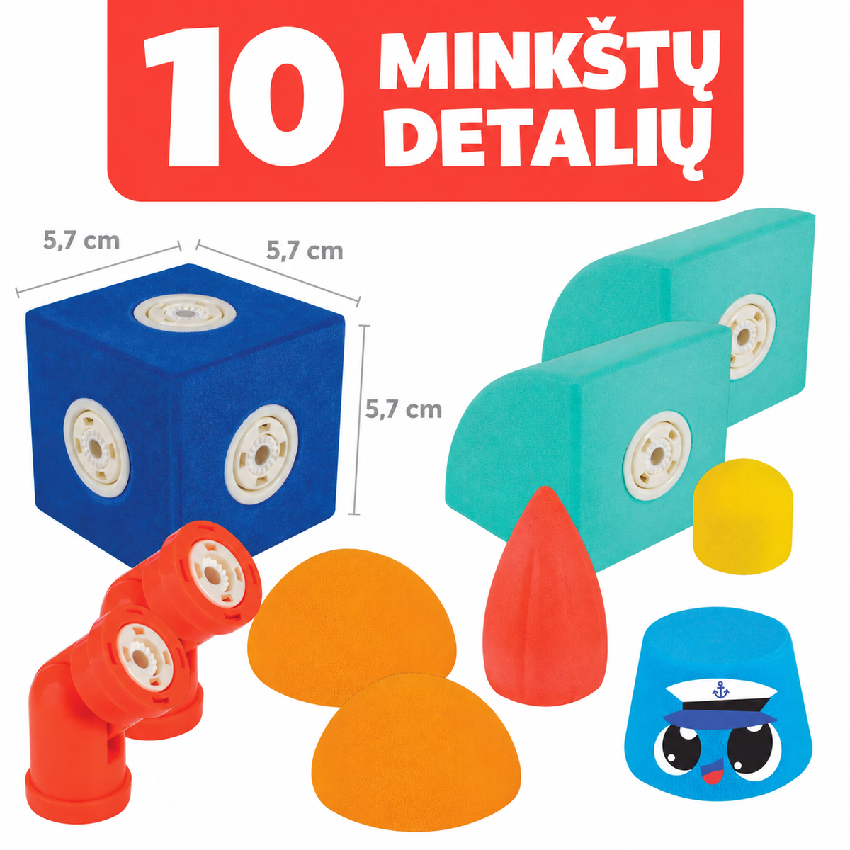 Blockaroo magnetinių kaladėlių rinkinys „Laivas“, 10 dalių