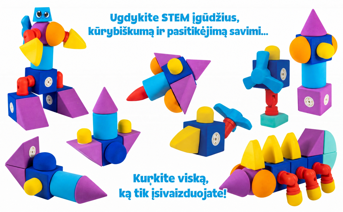 Blockaroo magnetinių kaladėlių rinkinys „Laivas“, 10 dalių