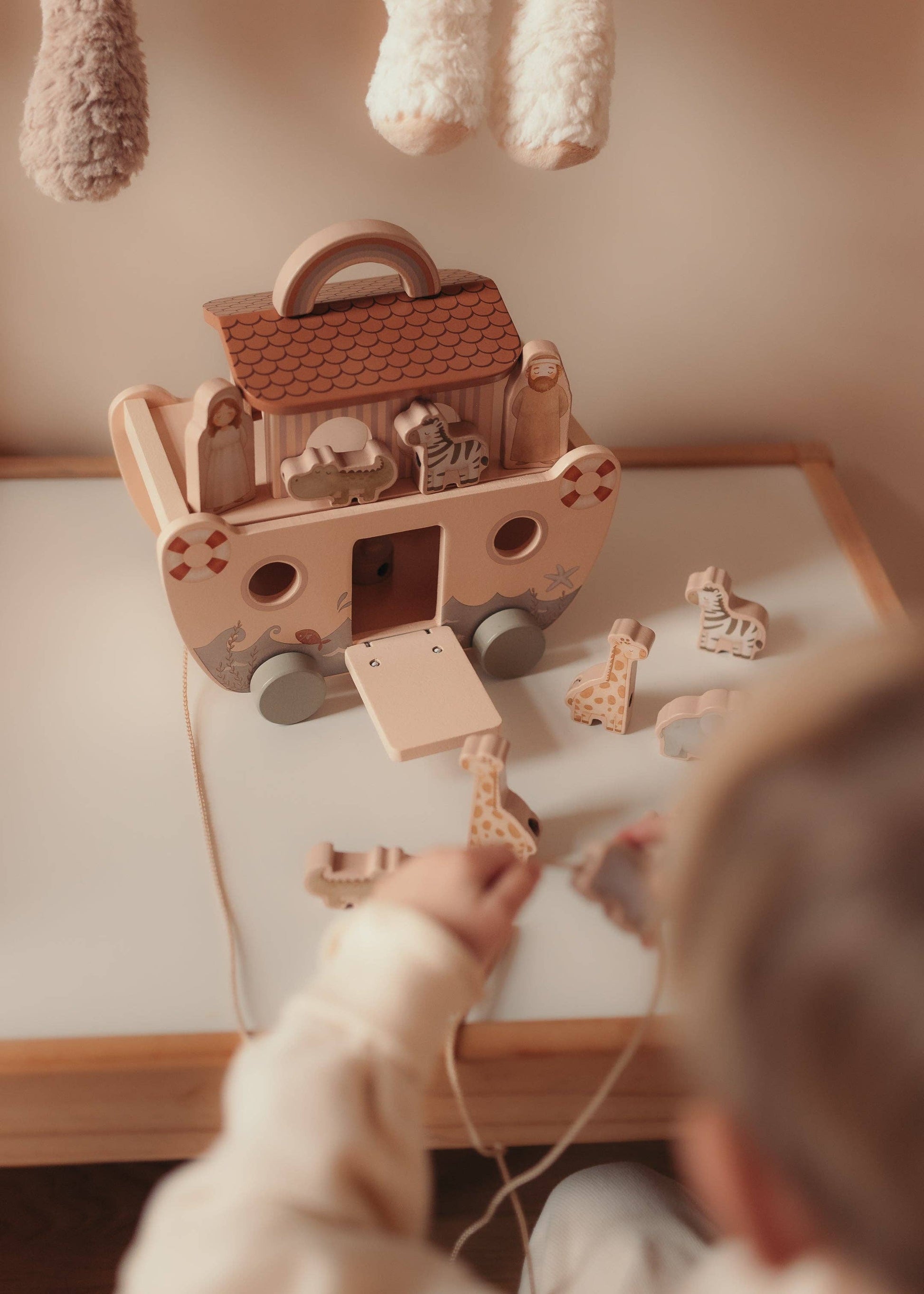 Montessori medinė Nojaus arka su gyvūnais