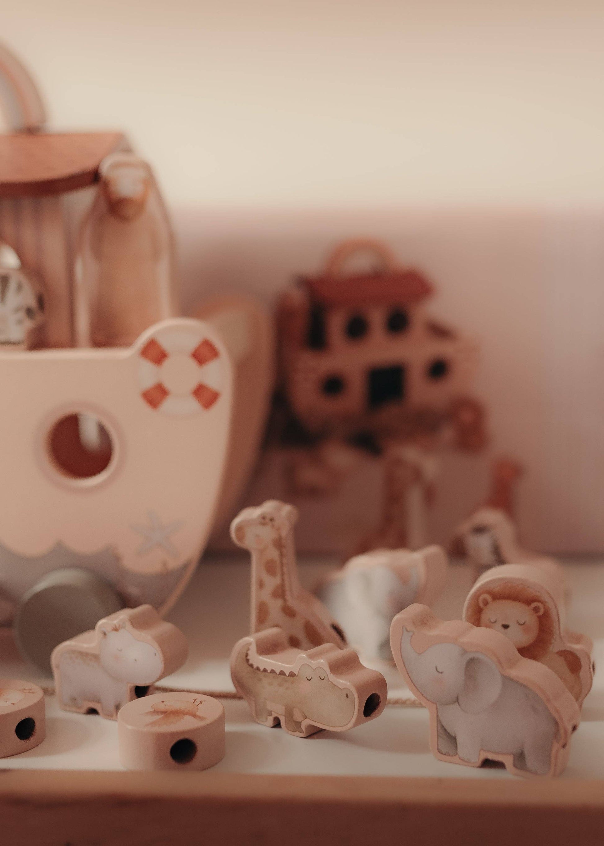 Montessori medinė Nojaus arka su gyvūnais