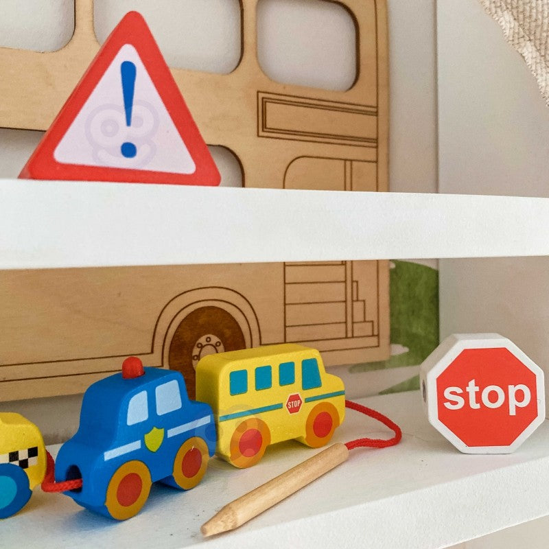 Car Shaped Wooden Threading Blocks 