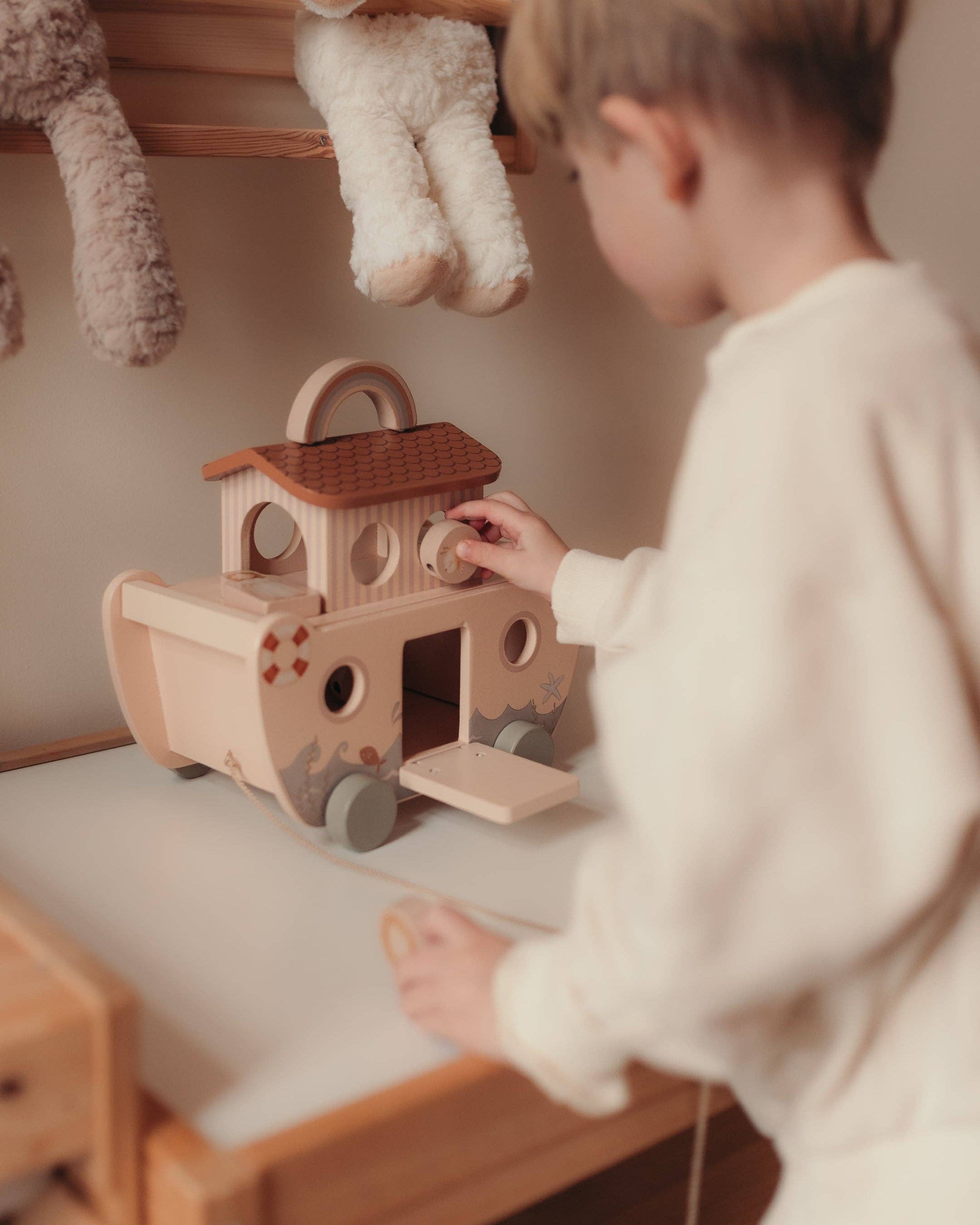 Montessori medinė Nojaus arka su gyvūnais