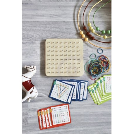 Geoplan on Rubber Bands Wooden Puzzle, 69 pcs