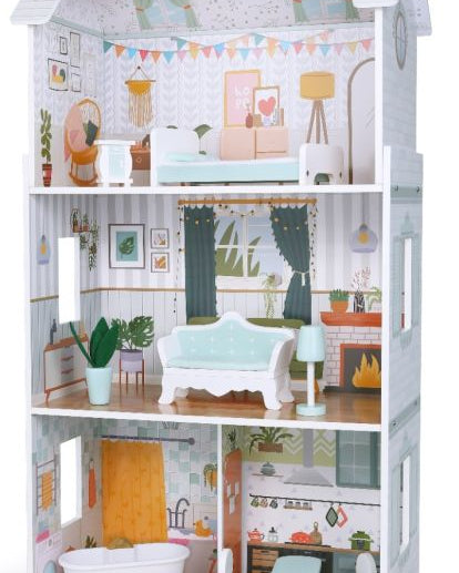 Wooden Dollhouse Luna with LED Lights