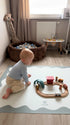Kids Mealtime Floor Mat, Non-Slip & Waterproof - Blue Frame