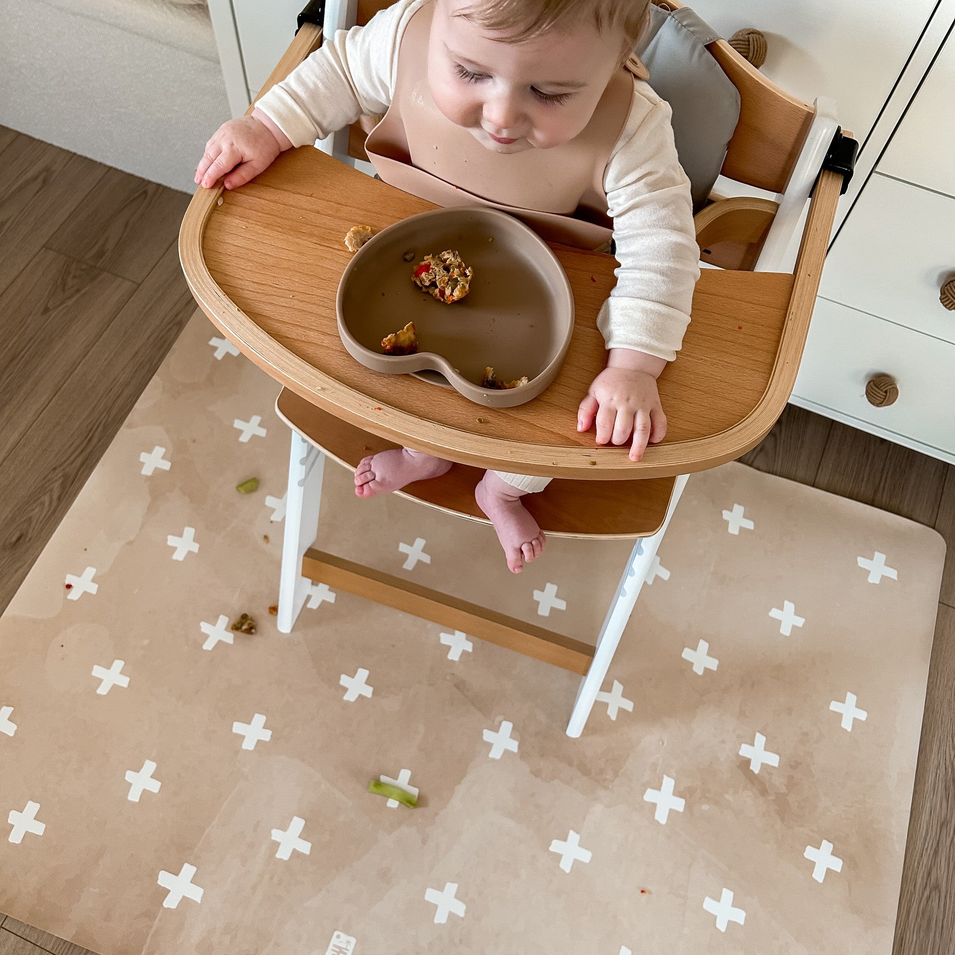 Kids Mealtime Floor Mat, Non-Slip & Waterproof - Cross Sand