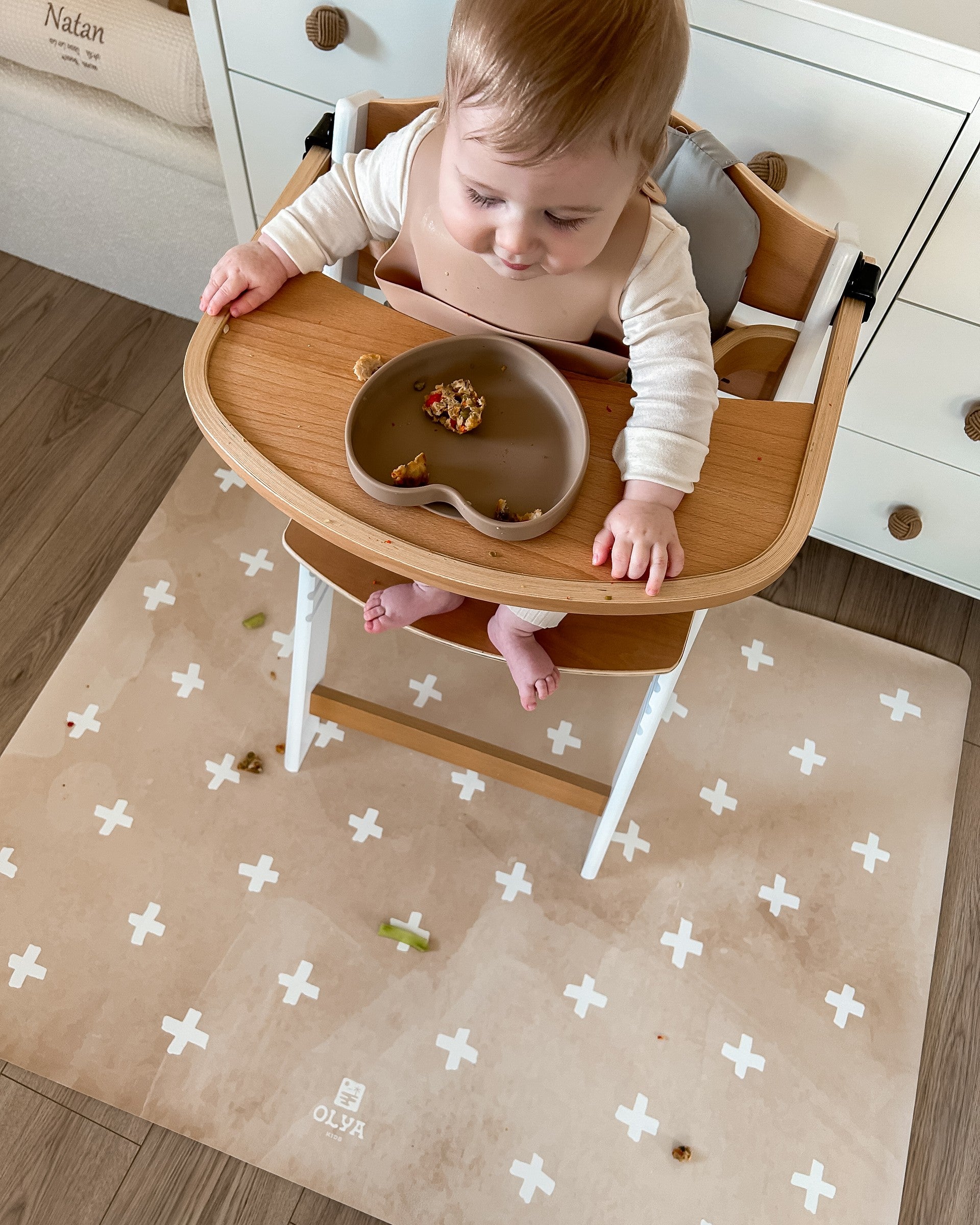 Kids Mealtime Floor Mat, Non-Slip & Waterproof - Cross Sand