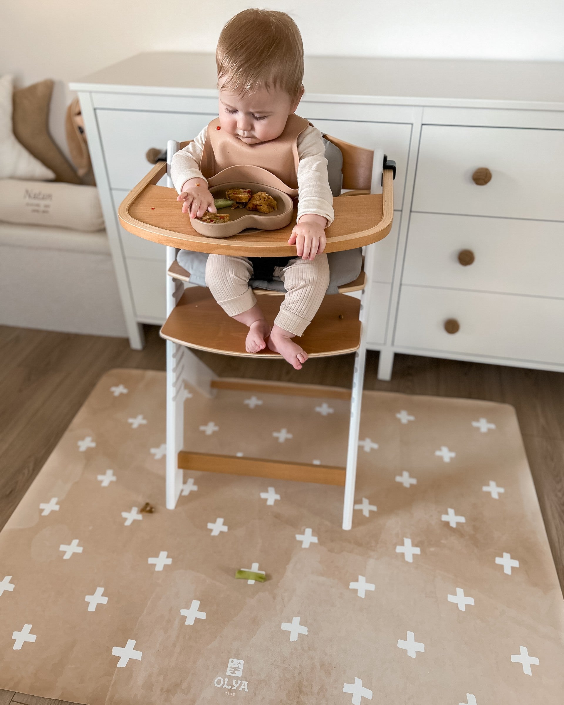 Kids Mealtime Floor Mat, Non-Slip & Waterproof - Cross Sand