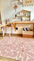 Kids Mealtime Floor Mat, Non-Slip & Waterproof - Daisy Pink