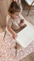 Kids Mealtime Floor Mat, Non-Slip & Waterproof - Daisy Pink