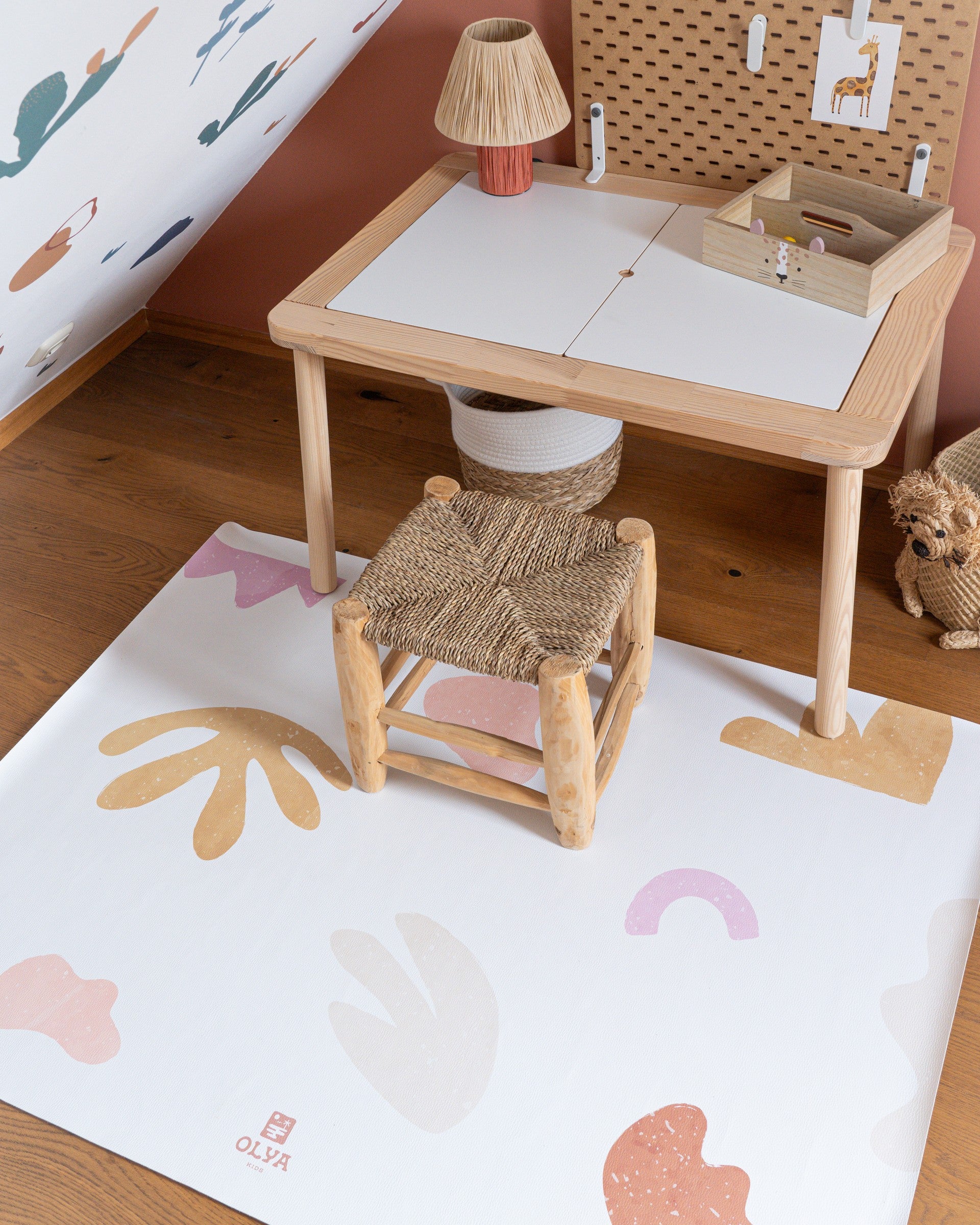 Kids Mealtime Floor Mat, Non-Slip & Waterproof - Organic Beach