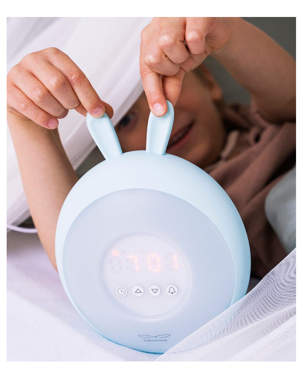 Rabbit Lamp with Alarm Clock – Blue
