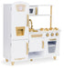 Large White and Gold Wooden Play Kitchen for Children