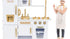 Large White and Gold Wooden Play Kitchen for Children