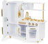 Large White and Gold Wooden Play Kitchen for Children