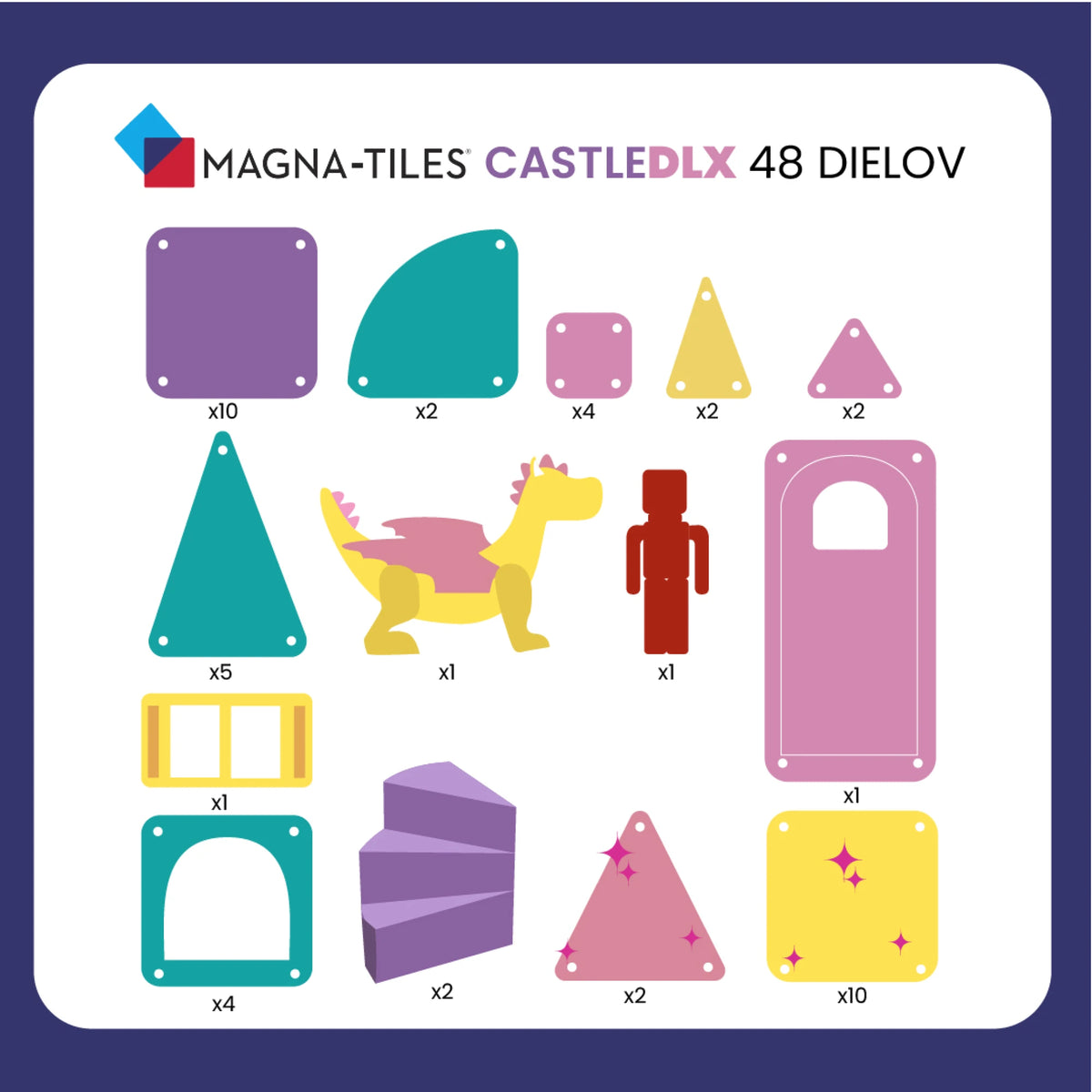 MAGNA-TILES „Castle DLX“ magnetinis konstruktorius, 48 dalys