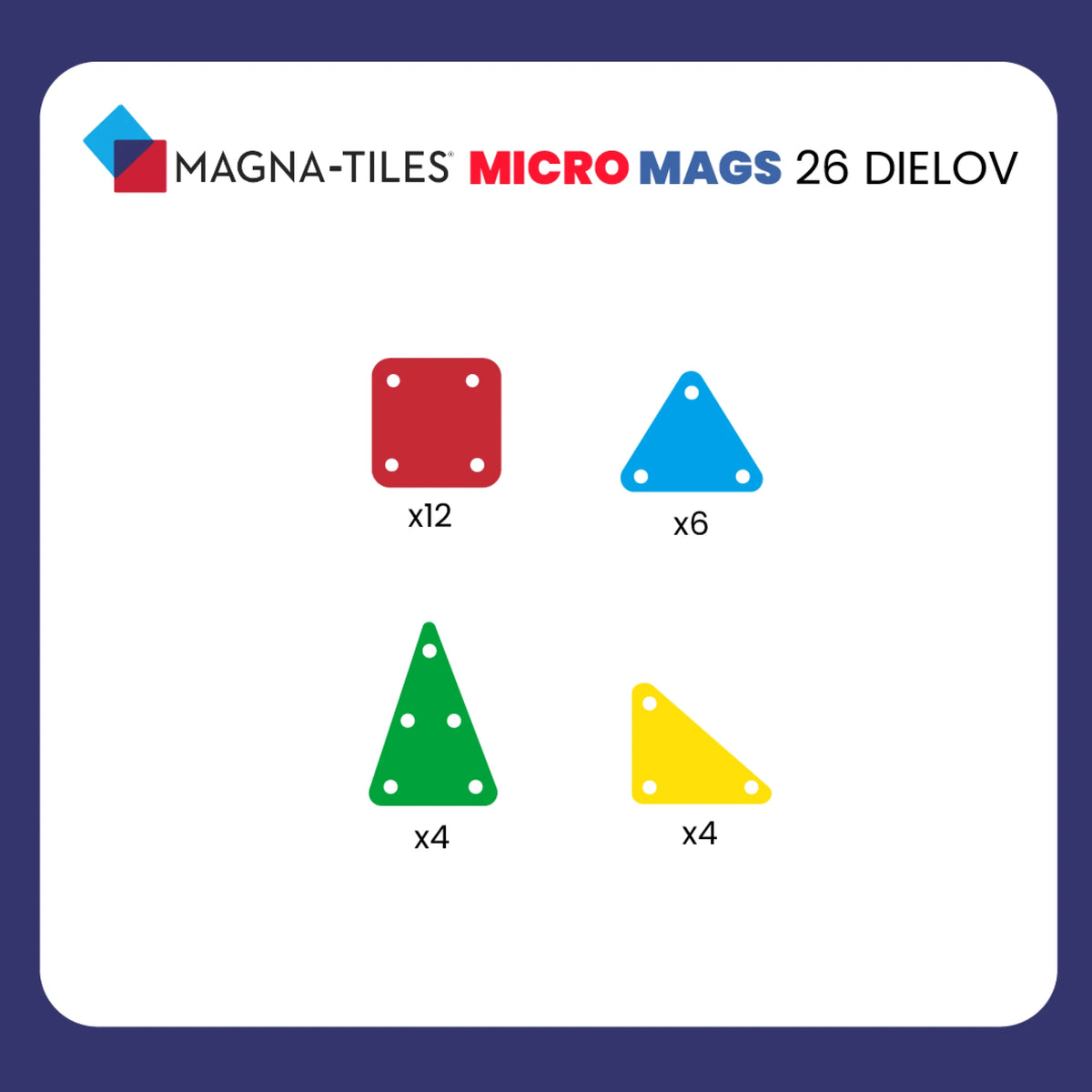 MAGNA-TILES „microMAGS“ kelioninis magnetinis konstruktorius, 26 dalys