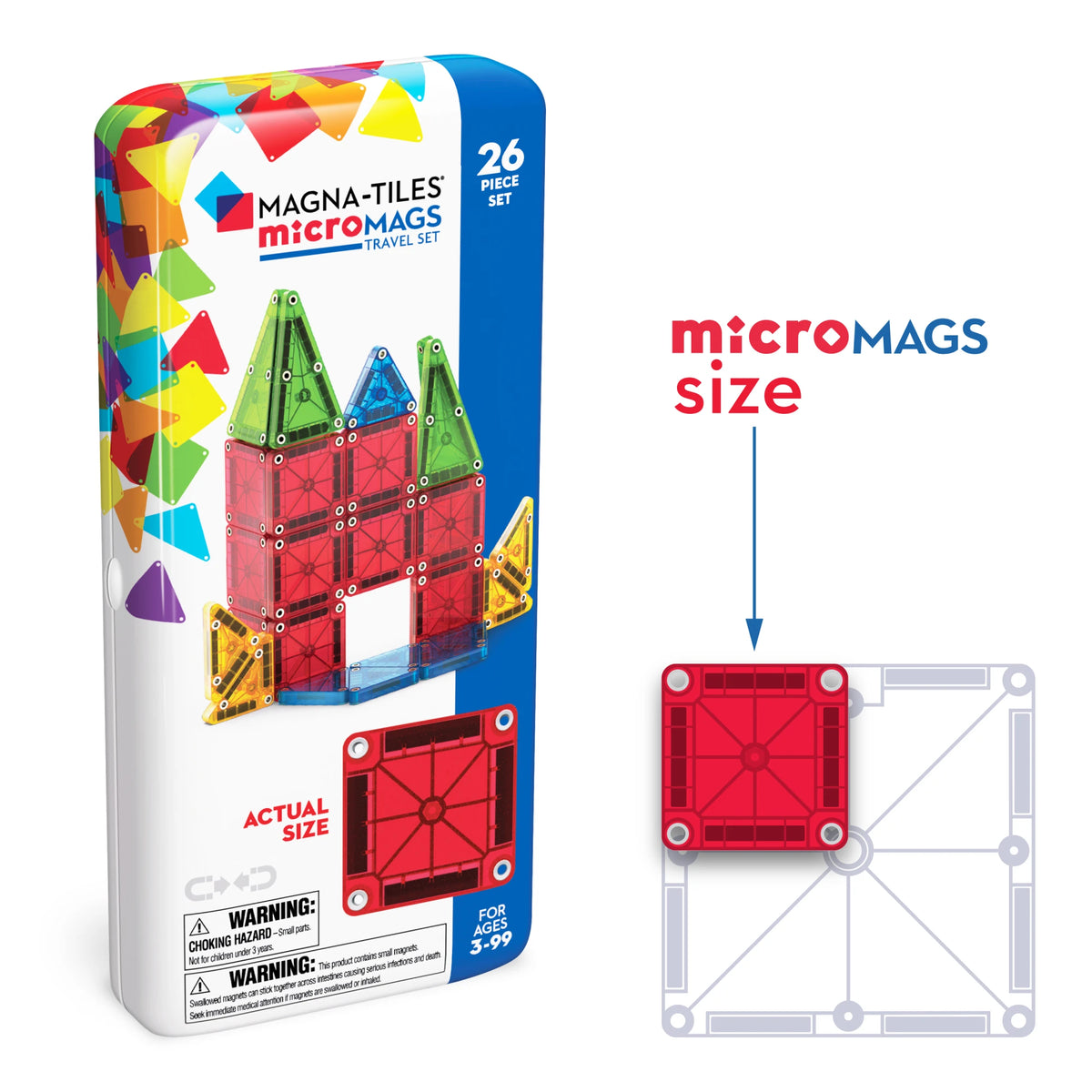 MAGNA-TILES „microMAGS“ kelioninis magnetinis konstruktorius, 26 dalys