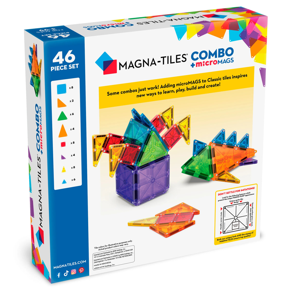 MAGNA-TILES „Combo“ magnetinis konstruktorius, 46 dalys