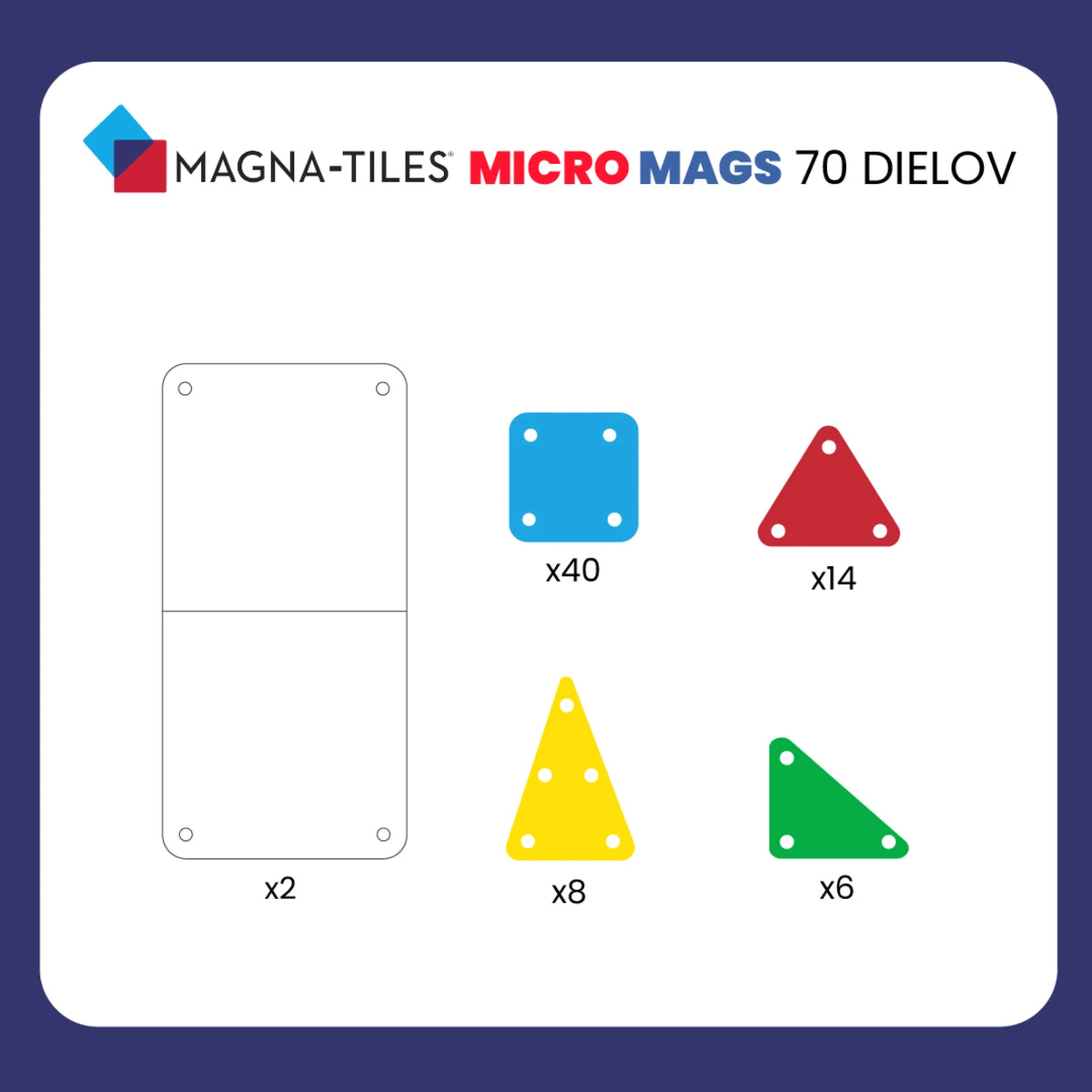 MAGNA-TILES „microMAGS Deluxe“ magnetinis konstruktorius, 70 dalių