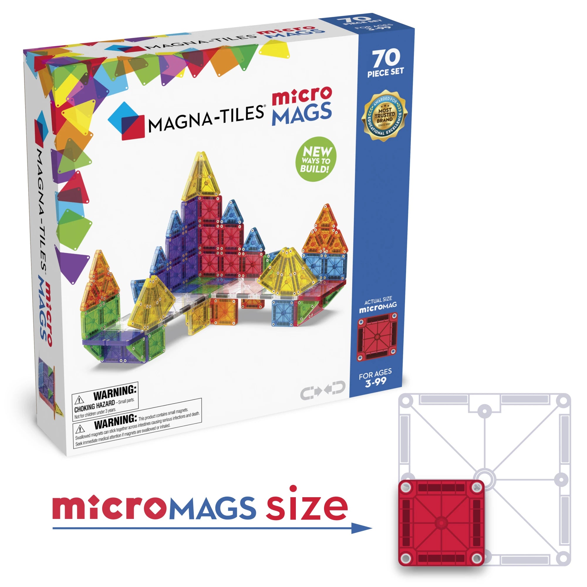 MAGNA-TILES „microMAGS Deluxe“ magnetinis konstruktorius, 70 dalių